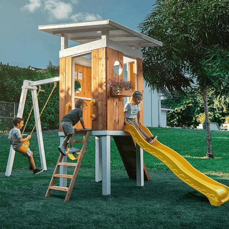 Avenlur Forest - Modern Backyard Outdoor Swing Set 2 Swings And Trapeze Bar