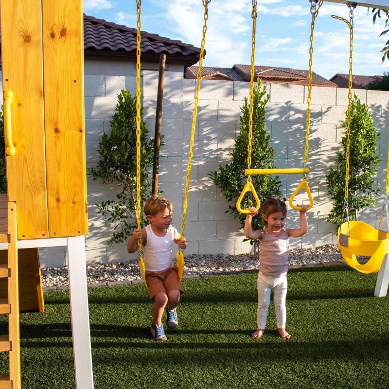 Avenlur Forest - Modern Backyard Outdoor Swing Set 2 Swings And Trapeze Bar